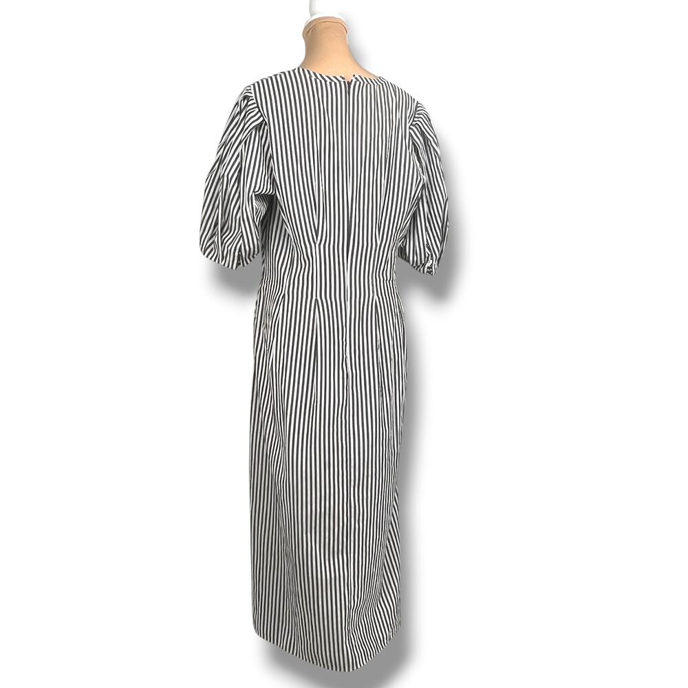 WHO WHAT WEAR  100% Cotton Gray Stripe Maxi Dress L  GardenParty Brunch - Picture 4 of 8